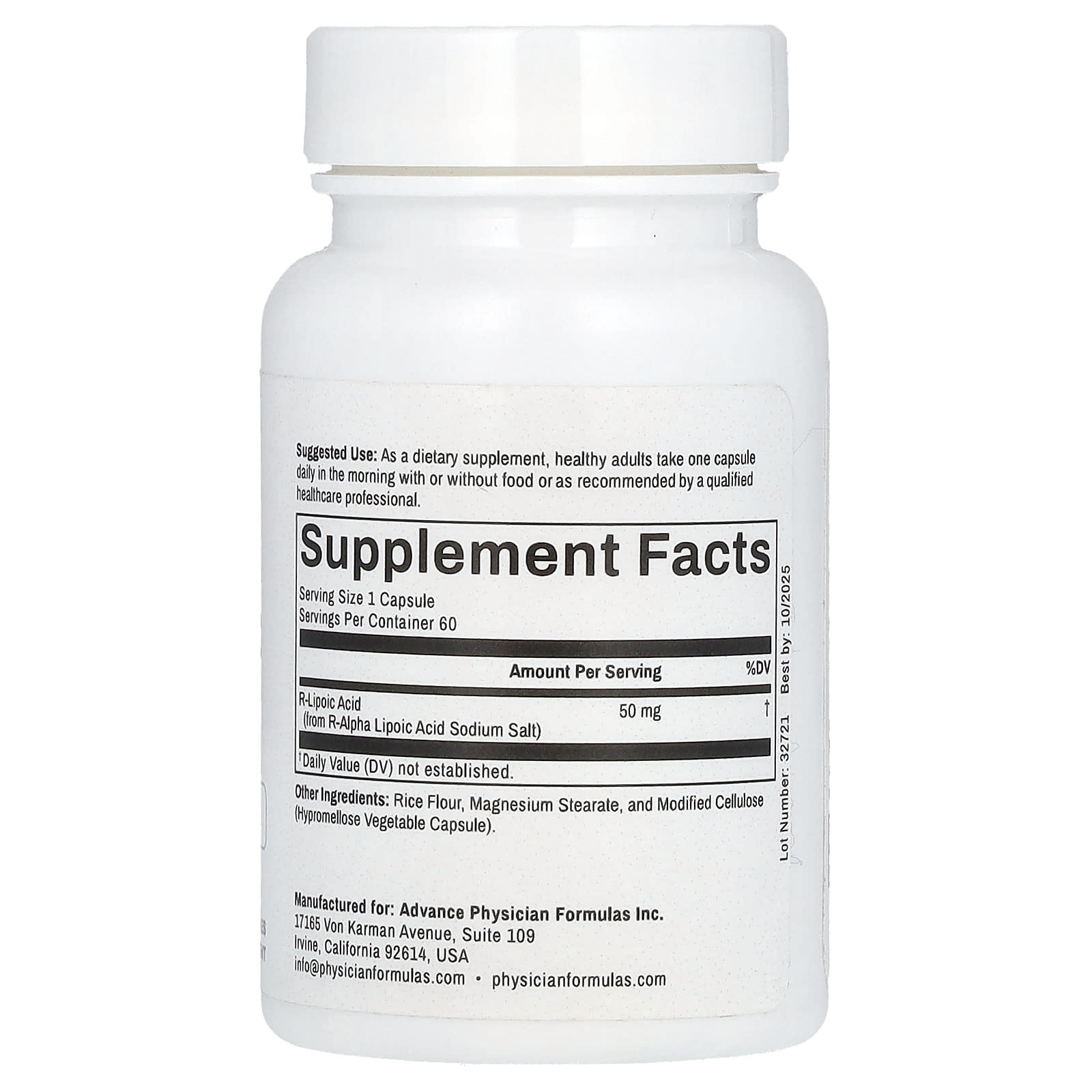 R-Lipoic Acid Supplement by Advance Physician Formulas, 50mg, 60 Capsules - Image 2