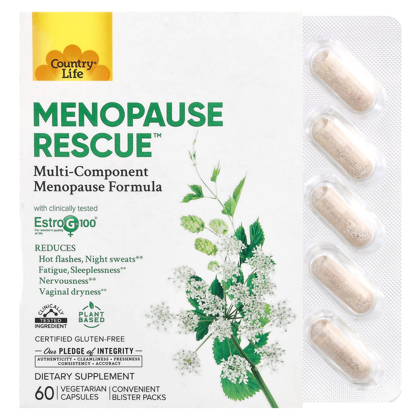 Country Life Menopause Rescue 60 Capsules - Clinically Tested Formula - Image 1