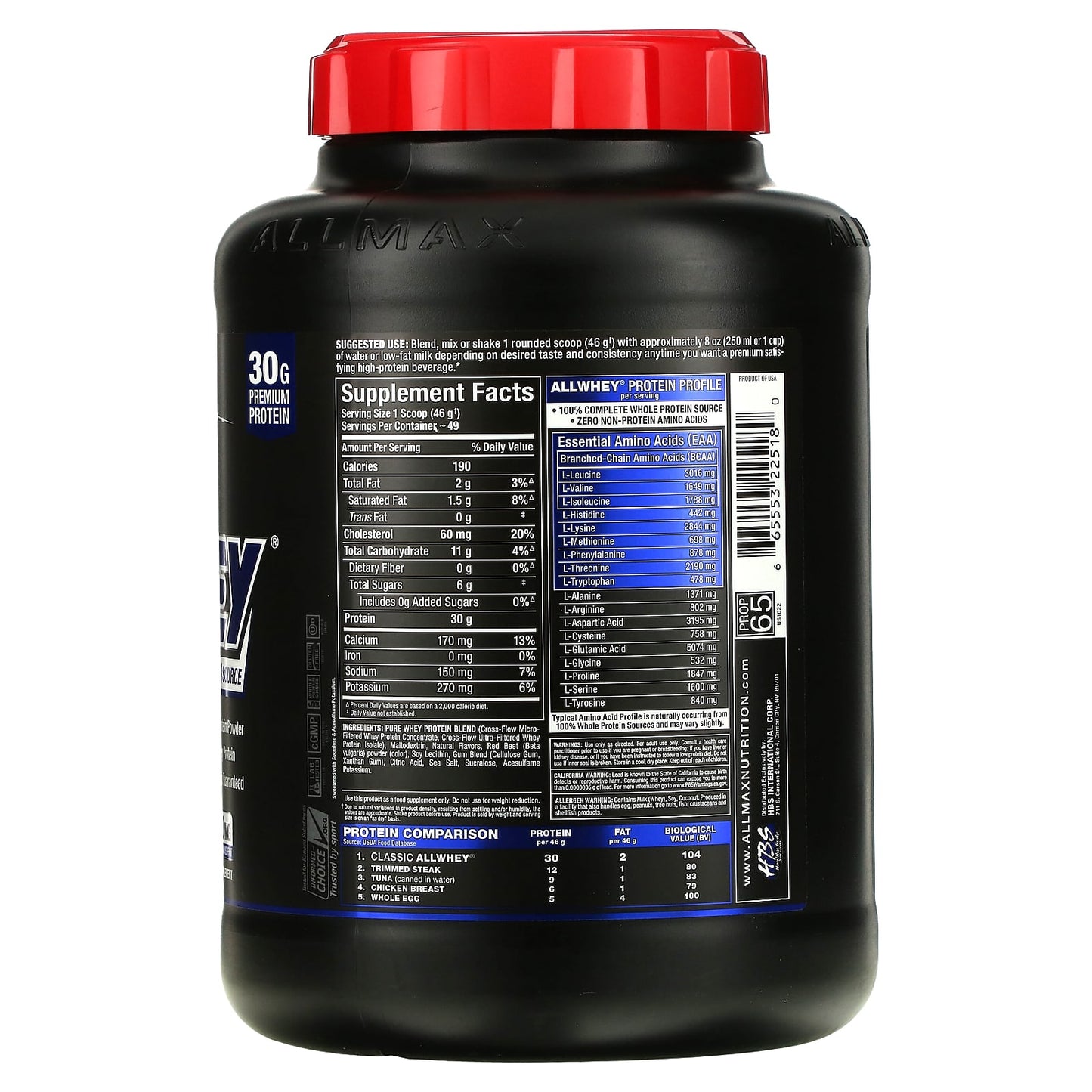 ALLMAX Classic AllWhey 100% Whey Protein, Strawberry, 5 lbs - Image 2