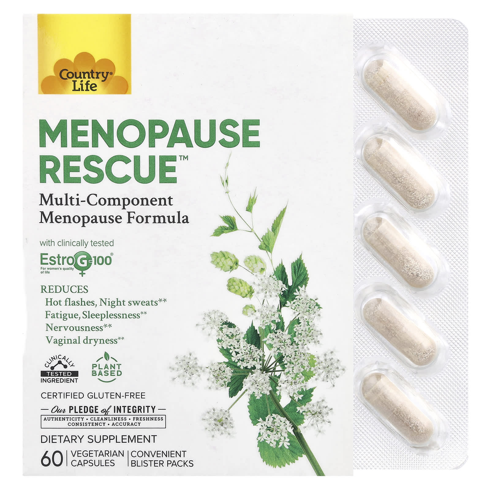Country Life Menopause Rescue 60 Capsules - Clinically Tested Formula - Image 1