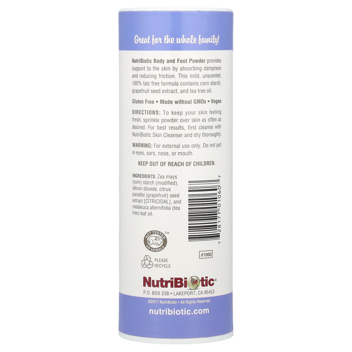 NutriBiotic, Body & Foot Powder with Grapefruit Seed Extract & Tea Tree Oil, Unscented, 4 oz (113 g) - Image 2