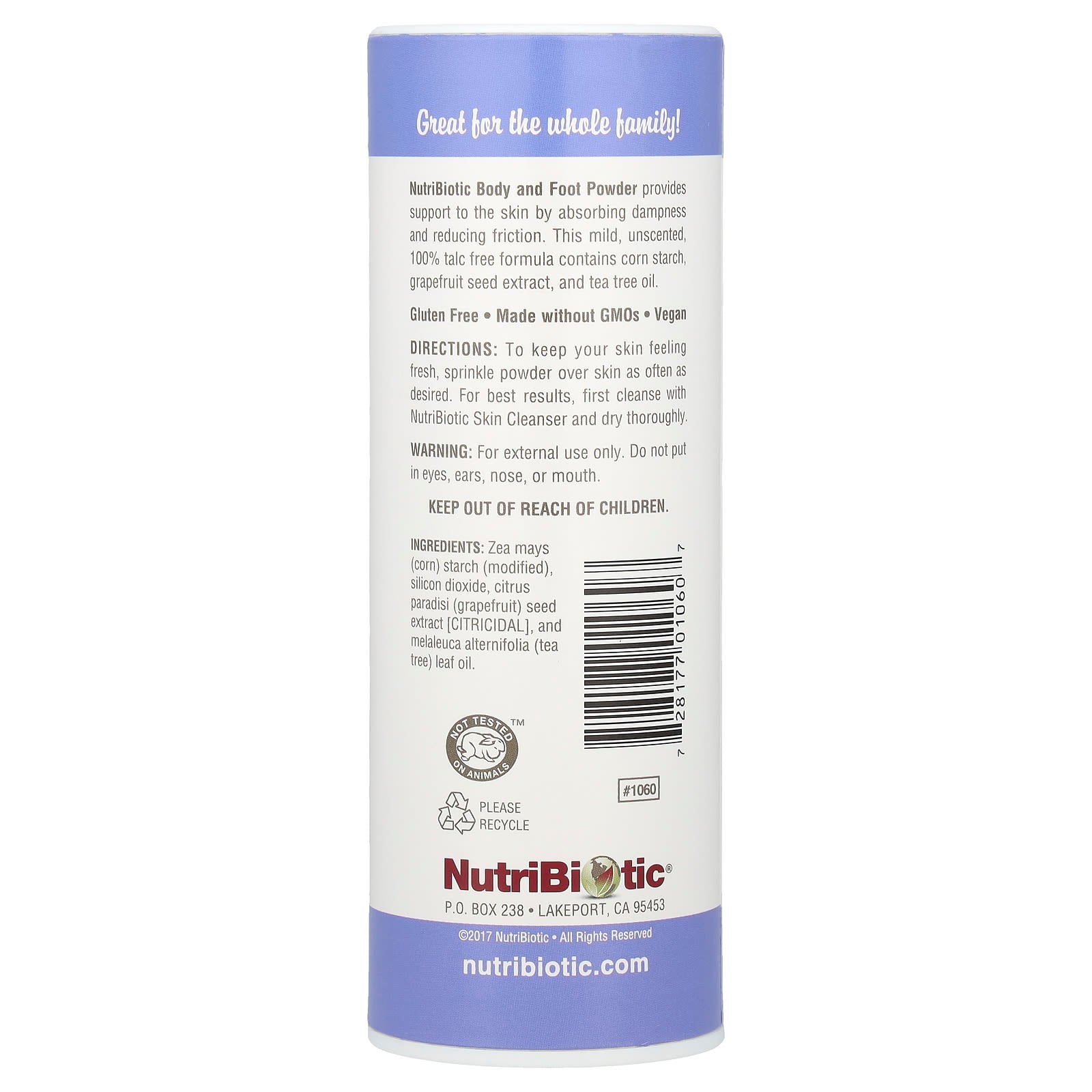 NutriBiotic, Body & Foot Powder with Grapefruit Seed Extract & Tea Tree Oil, Unscented, 4 oz (113 g) - Image 2