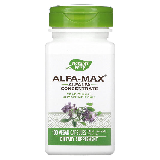 Nature's Way, Alfa-Max, Alfalfa Concentrate, 100 Vegan Capsules (420 mg per Capsule) - Image 1
