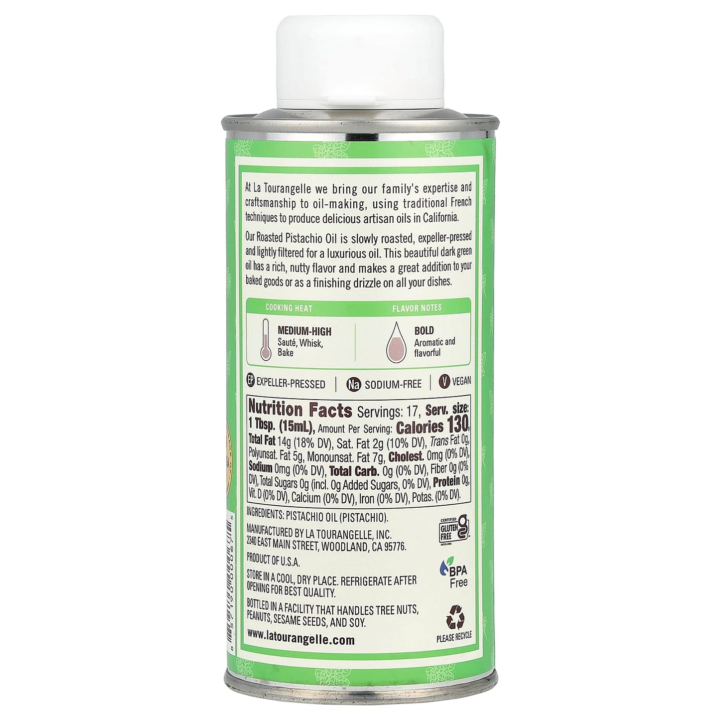 La Tourangelle, Roasted Pistachio Oil, 8.45 fl oz (250 ml) - Image 2