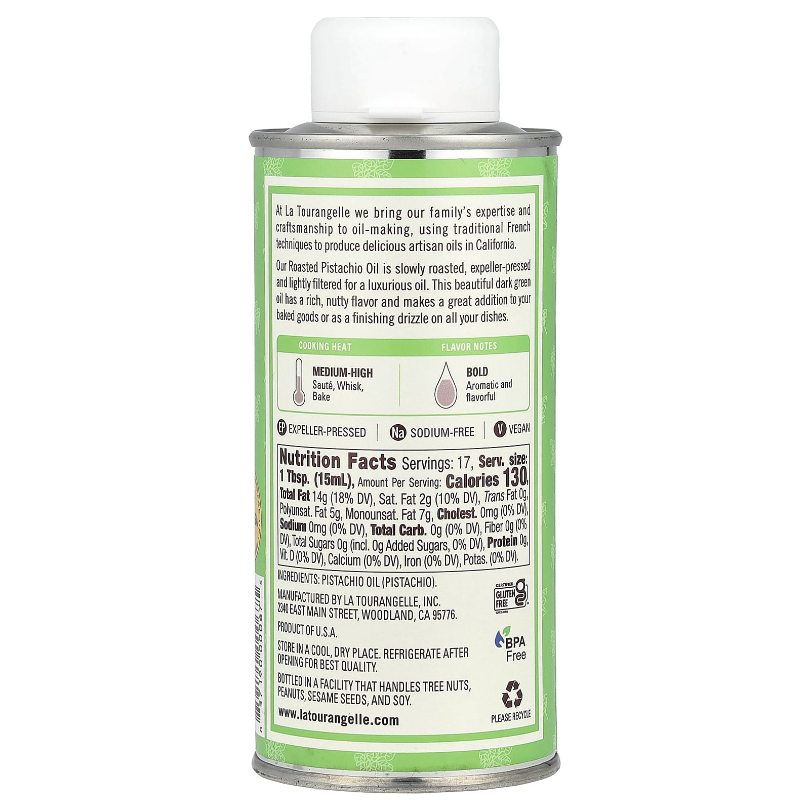 La Tourangelle, Roasted Pistachio Oil, 8.45 fl oz (250 ml) - Image 2