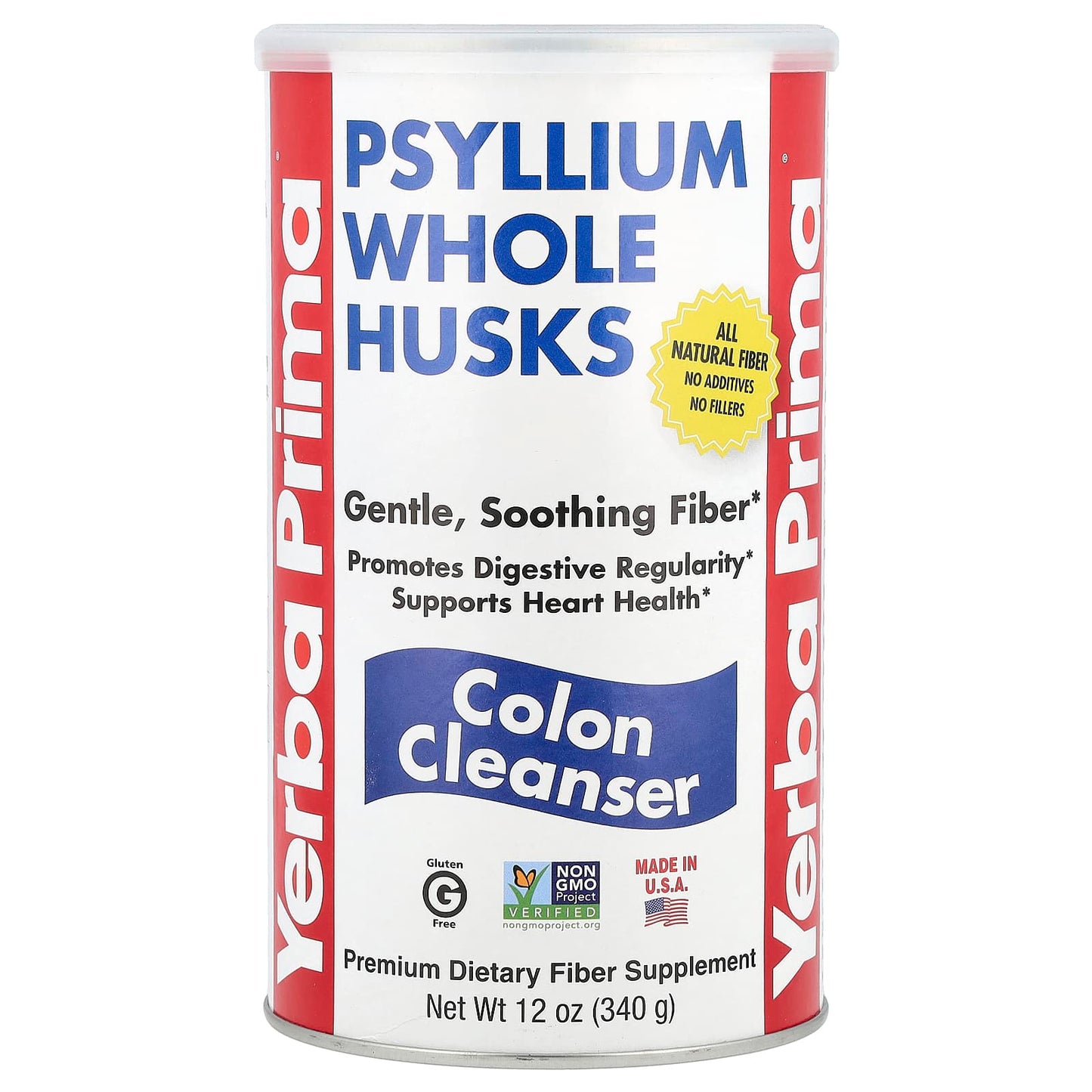 Yerba Prima, Psyllium Whole Husks, Colon Cleanser, 12 oz (340 g) - Image 1