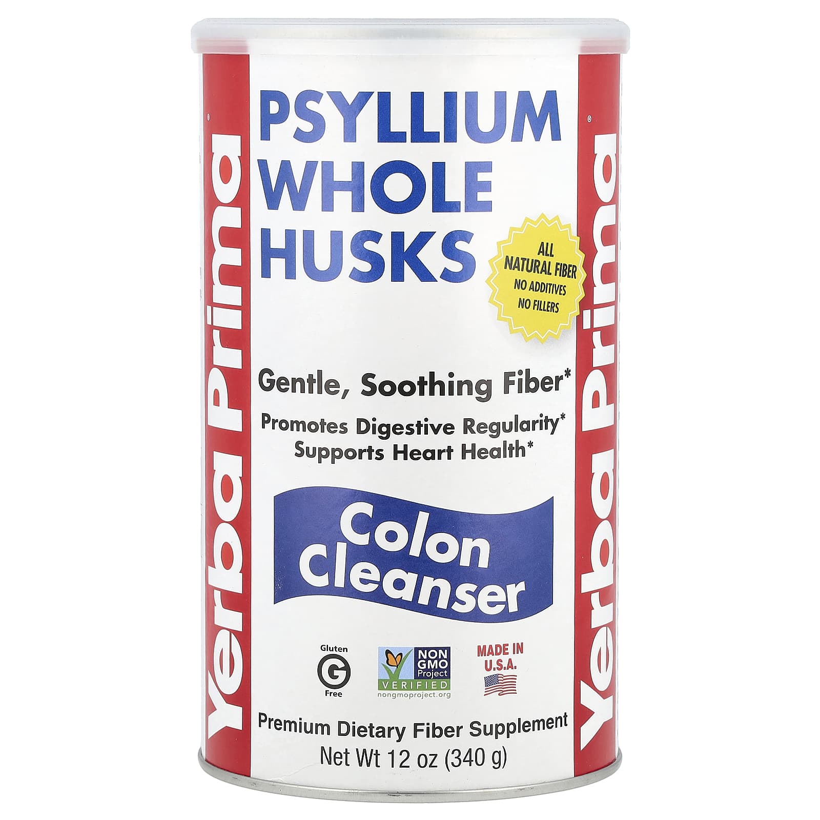 Yerba Prima, Psyllium Whole Husks, Colon Cleanser, 12 oz (340 g) - Image 1