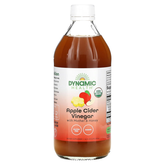 Organic Apple Cider Vinegar with Mother & Honey by Dynamic Health - 16 fl oz - Image 1