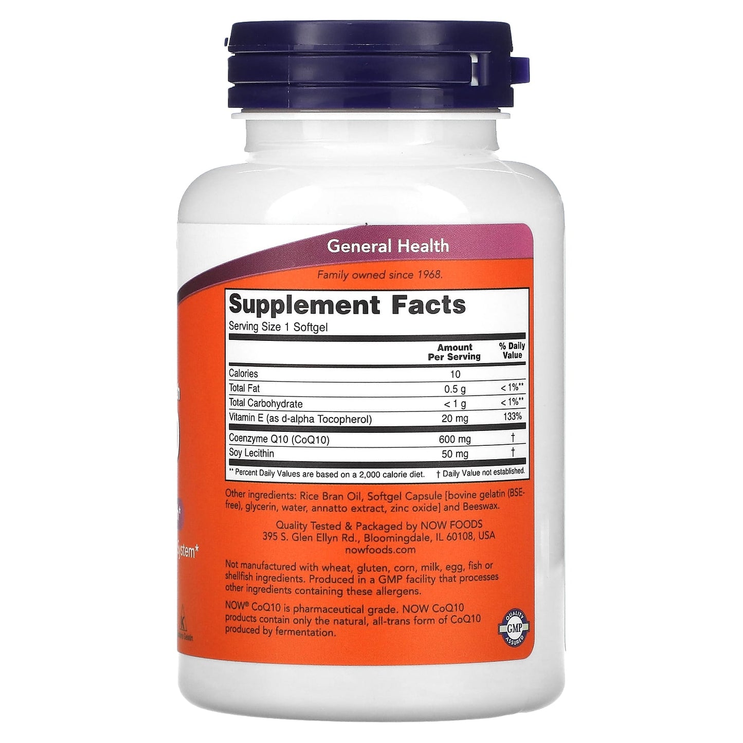 NOW Foods, CoQ10 with Vitamin E & Lecithin, Maximum Strength, 600 mg, 60 Softgels - Image 2