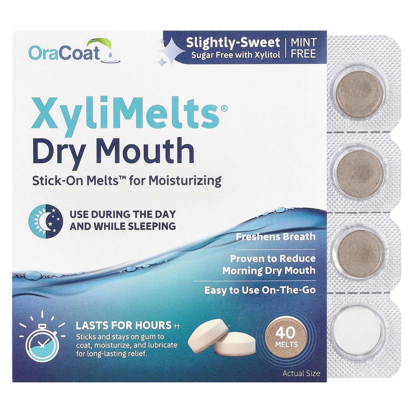 OraCoat, XyliMelts® Dry Mouth, Slightly-Sweet, 40 Melts - Image 1