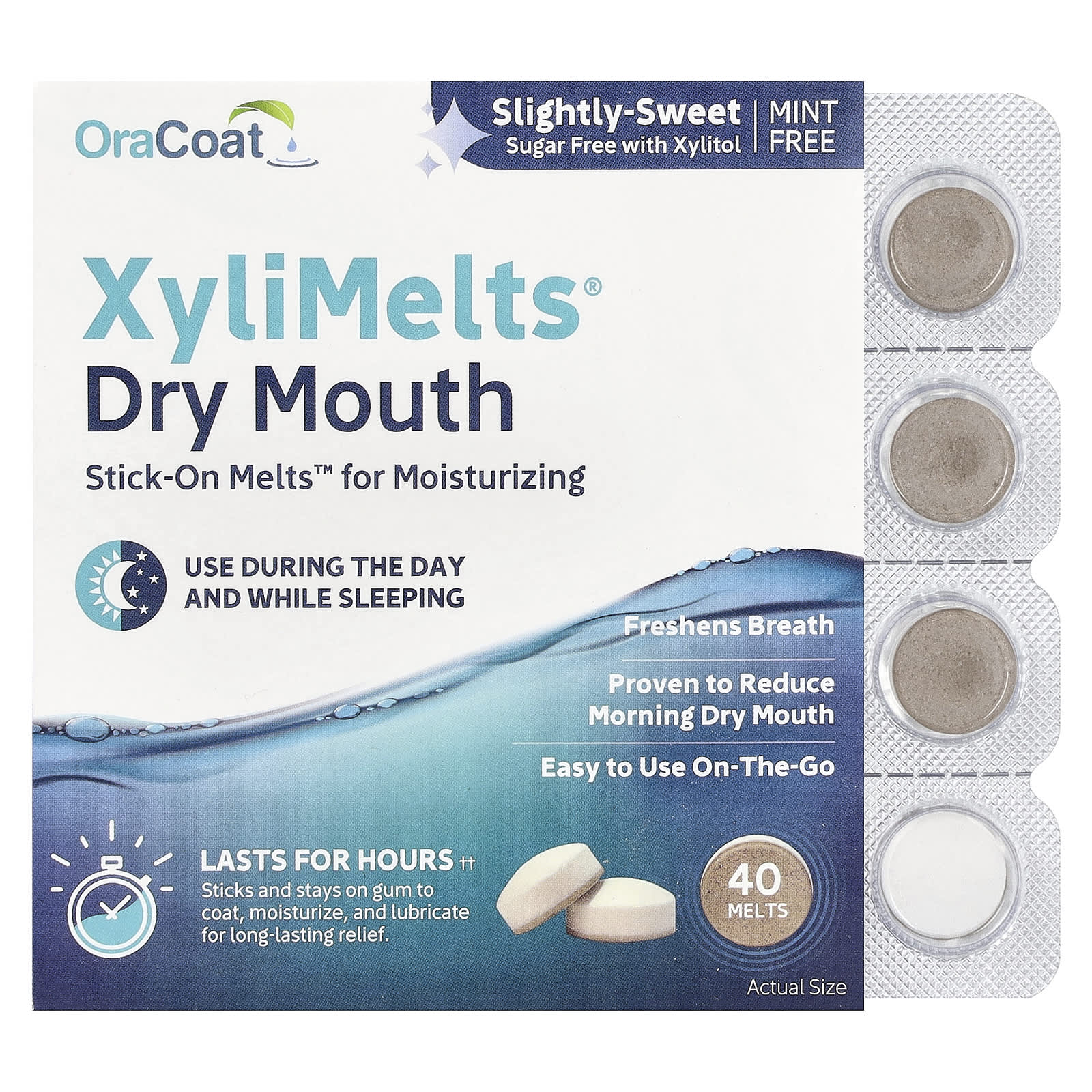 OraCoat, XyliMelts® Dry Mouth, Slightly-Sweet, 40 Melts - Image 1