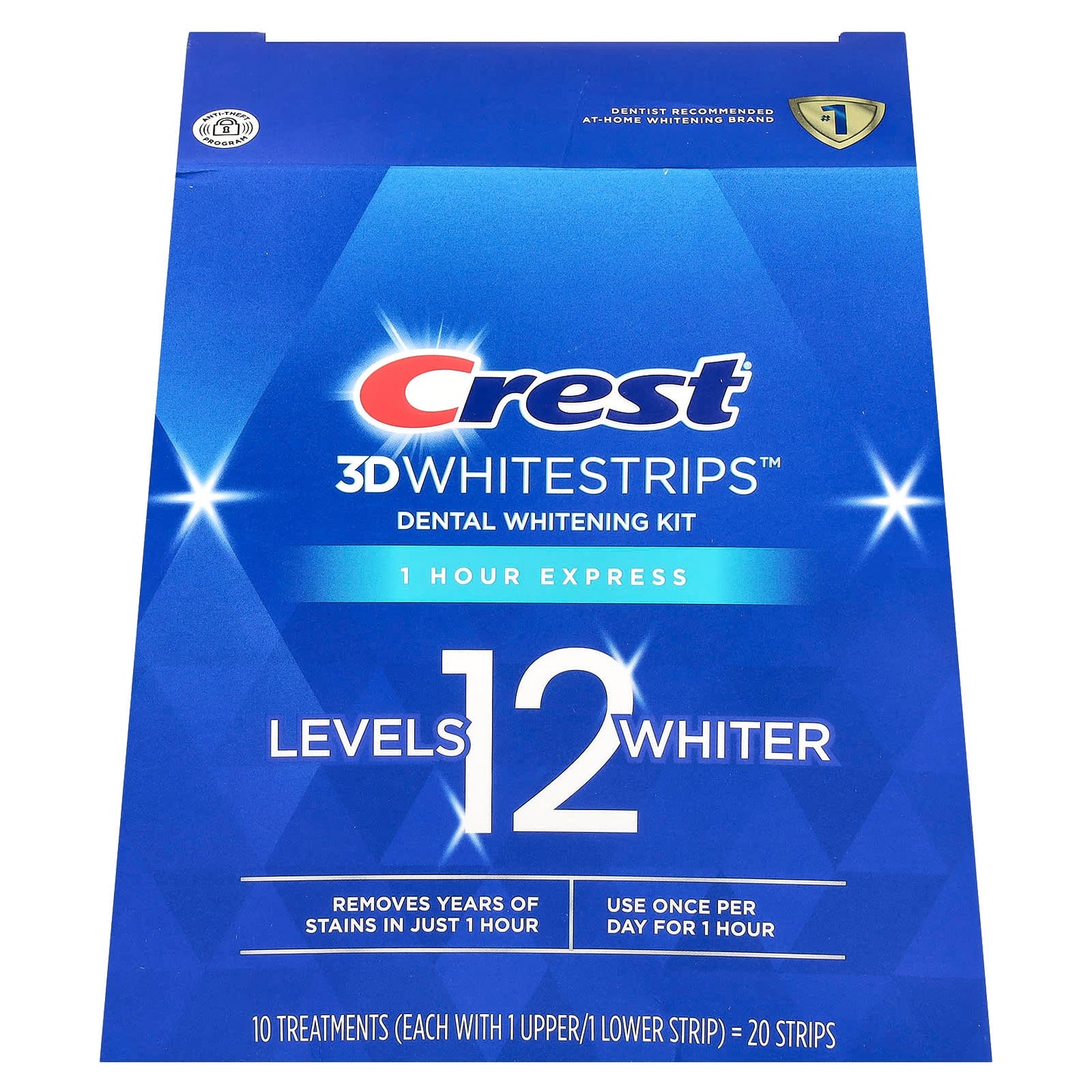 Crest 3D Whitestrips 1 Hour Express Teeth Whitening Kit, 20 Strips - Image 1