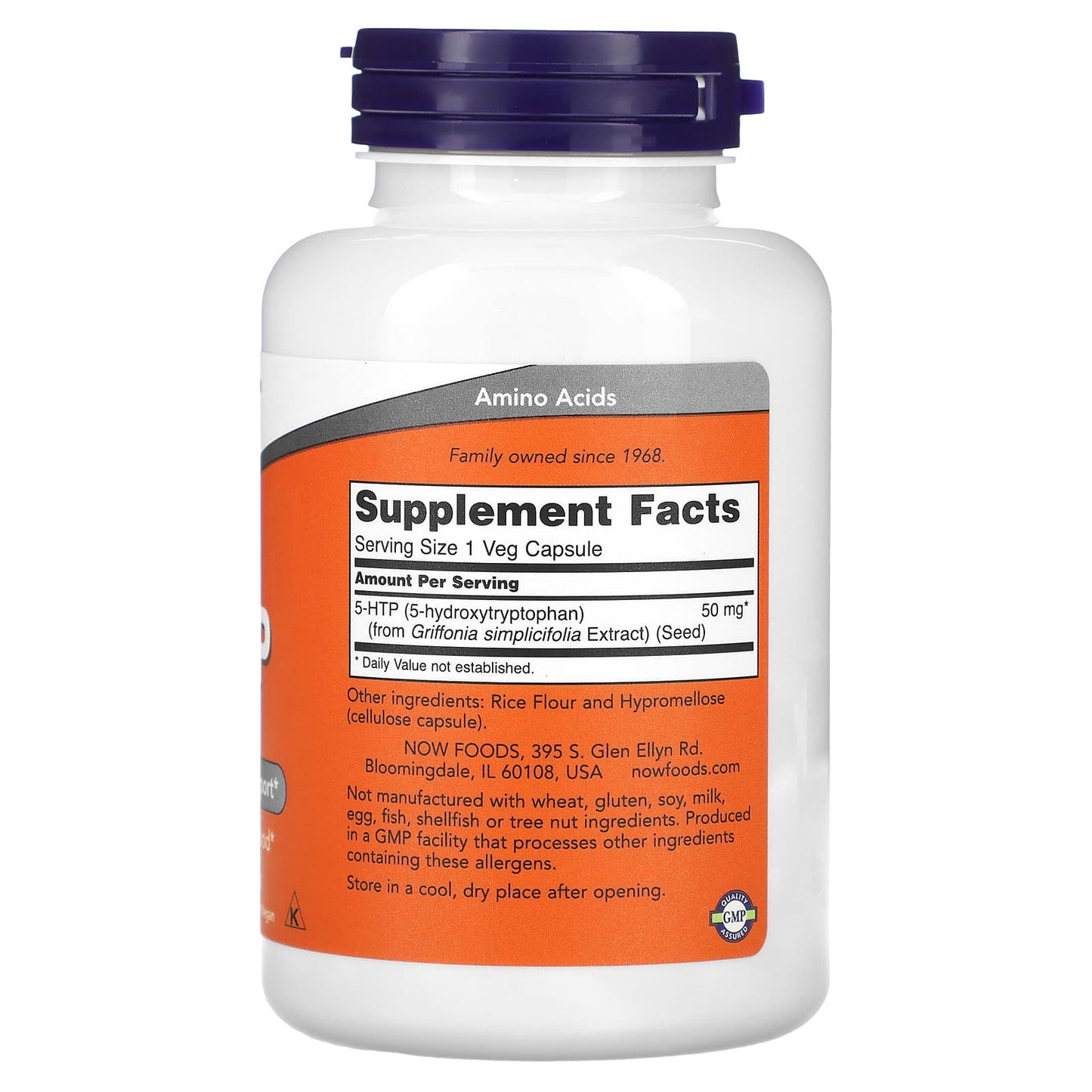 NOW Foods, 5-HTP, 50 mg, 180 Veg Capsules - Image 2