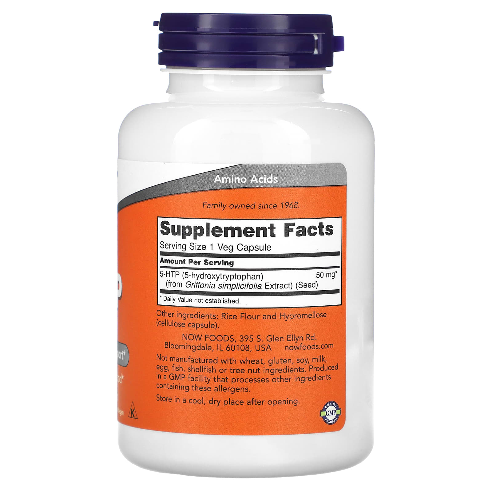 NOW Foods, 5-HTP, 50 mg, 180 Veg Capsules - Image 2