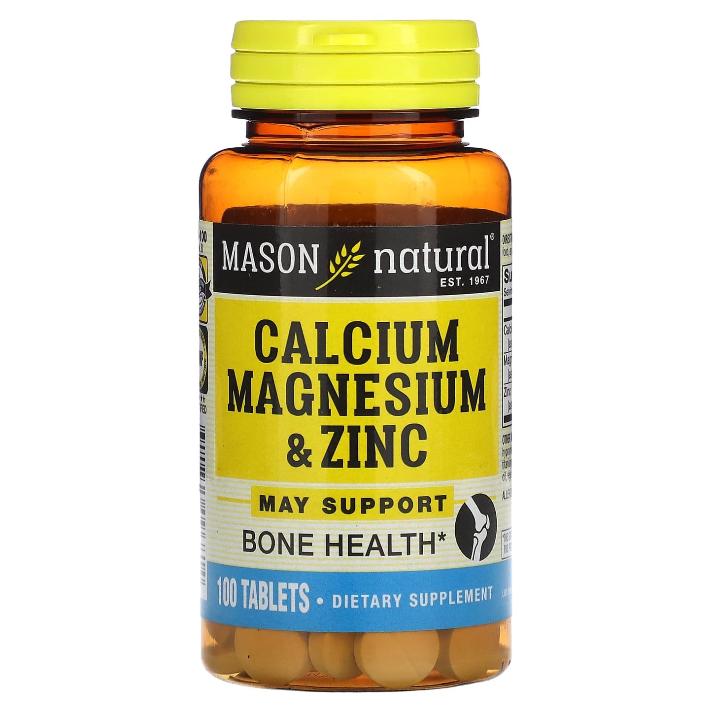 Mason Natural, Calcium Magnesium & Zinc, 100 Tablets - Image 1