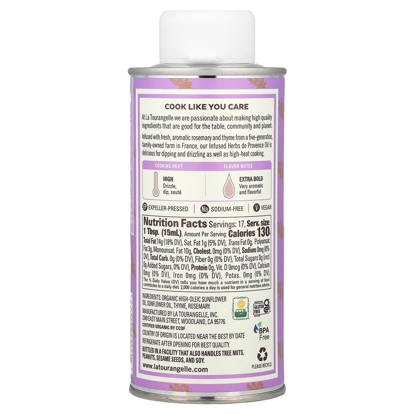 La Tourangelle, Infused Herbs De Provence Oil, Fresh Rosemary and Thyme, 8.45 fl oz (250 ml) - Image 2