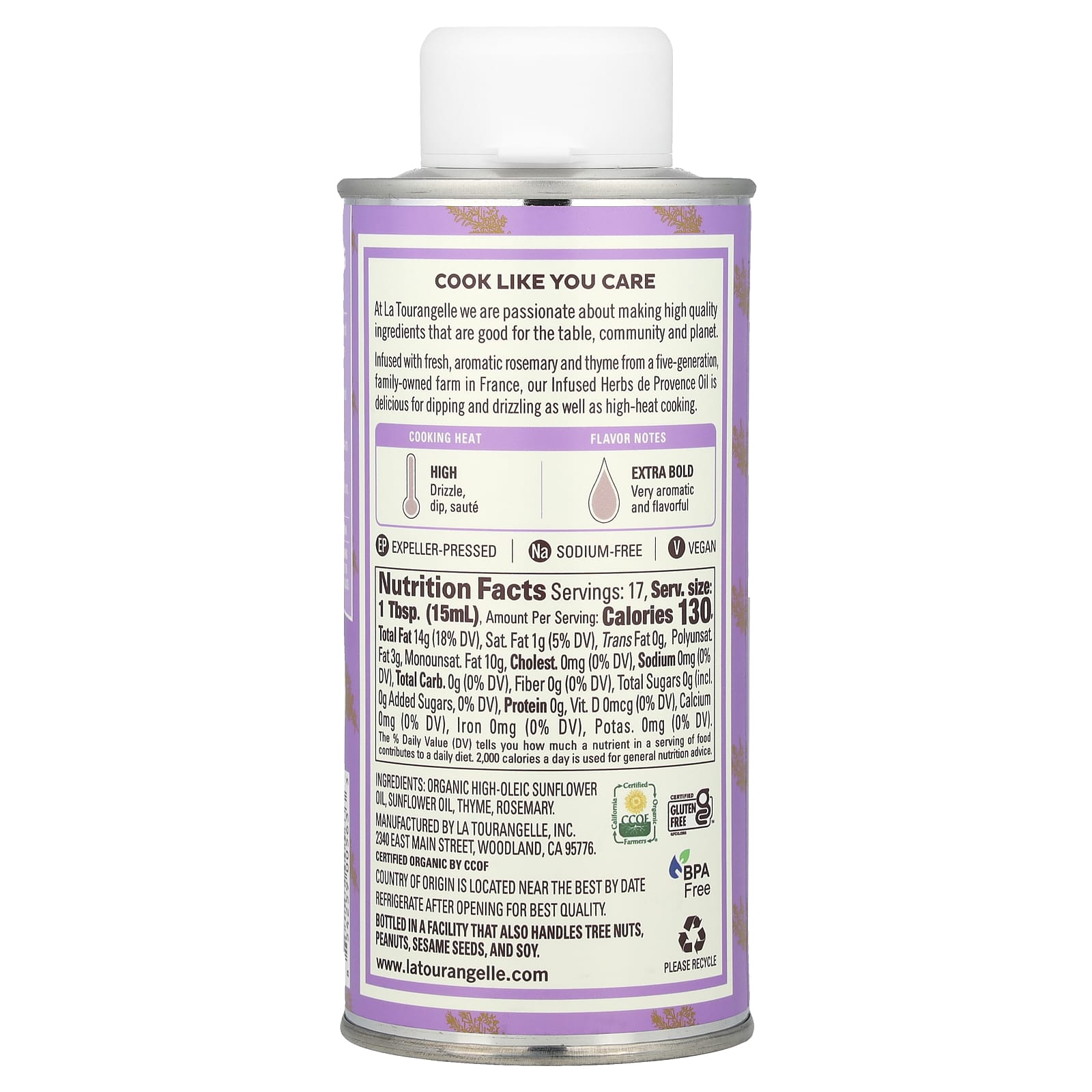 La Tourangelle, Infused Herbs De Provence Oil, Fresh Rosemary and Thyme, 8.45 fl oz (250 ml) - Image 2