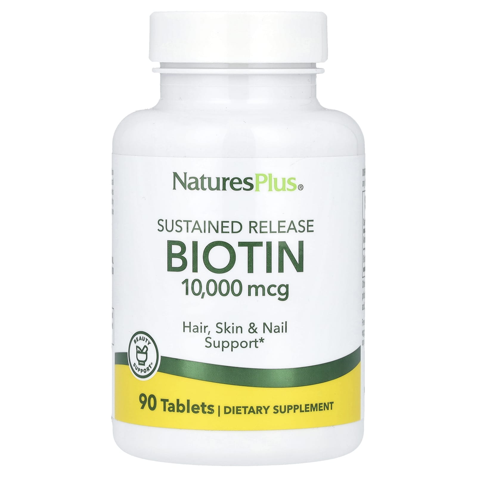 NaturesPlus, Sustained Release Biotin, 10,000 mcg, 90 Tablets - Image 1