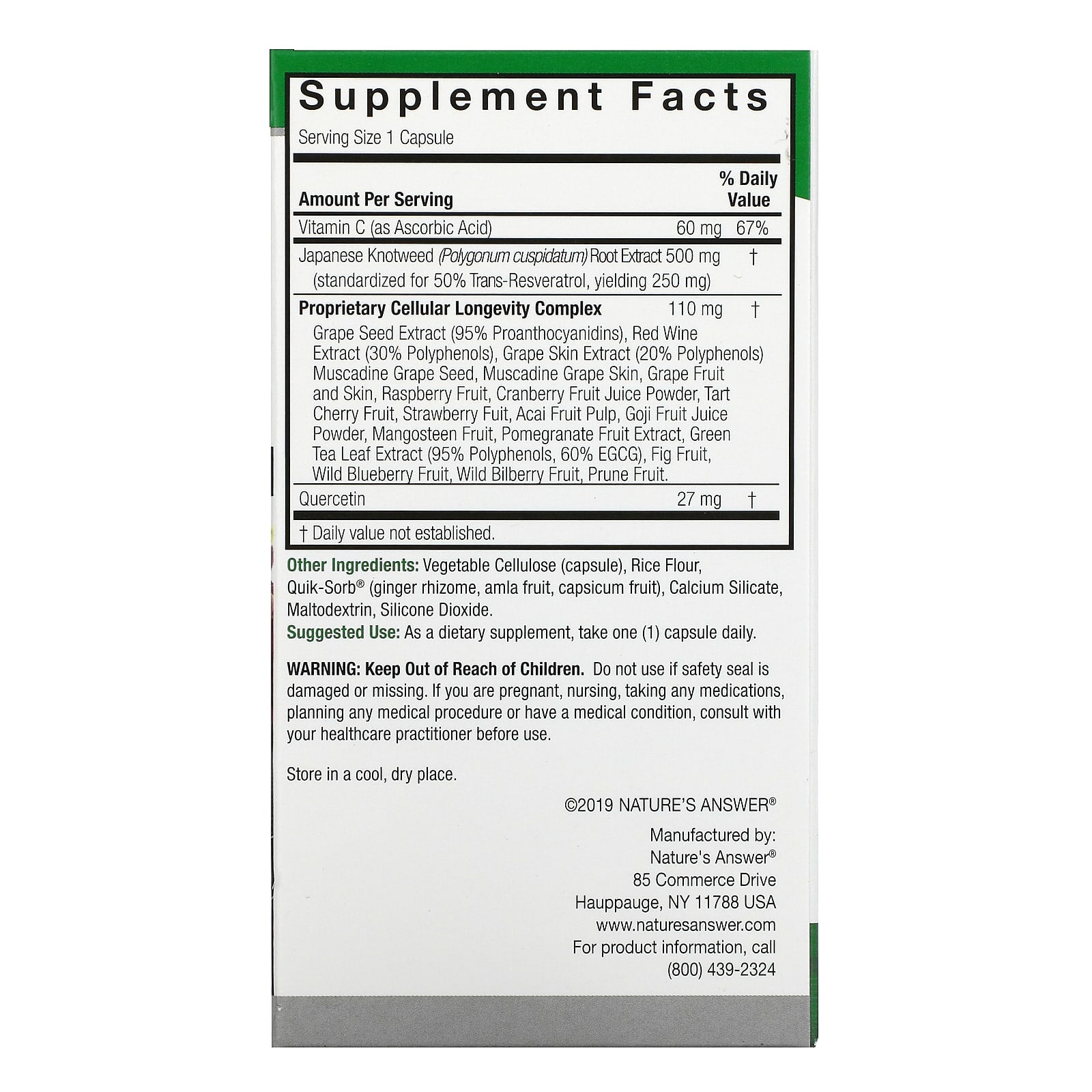 Nature's Answer, Resveratrol, 637 mg, 60 Vegetarian Capsules - Image 2