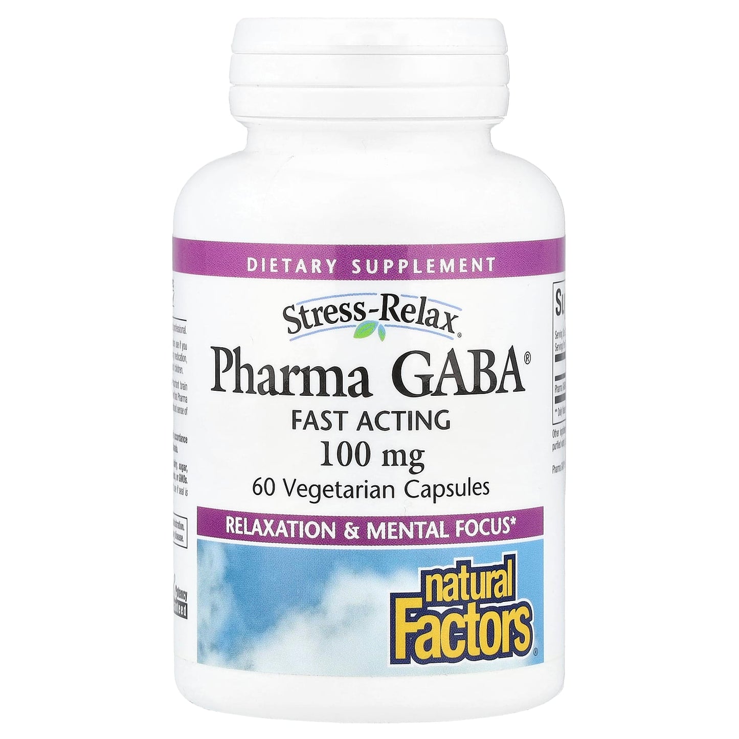 Natural Factors, Stress-Relax®, Pharma GABA®, 100 mg, 60 Vegetarian Capsules - Image 1