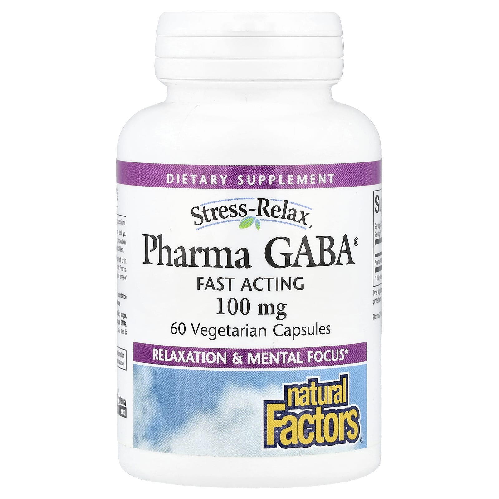 Natural Factors, Stress-Relax®, Pharma GABA®, 100 mg, 60 Vegetarian Capsules - Image 1