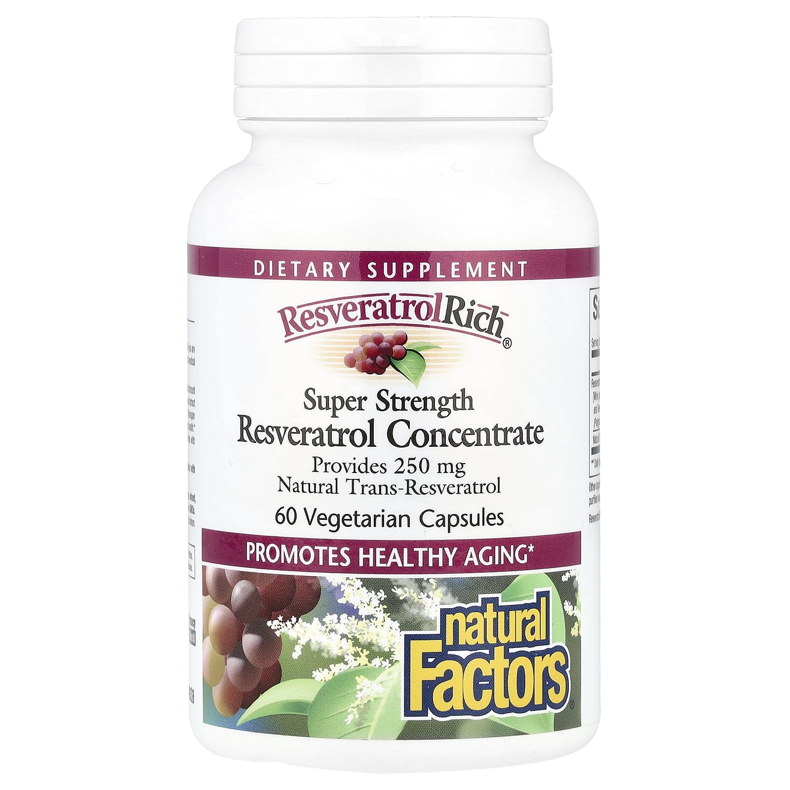Natural Factors, ResveratrolRich®, Resveratrol Concentrate, Super Strength, 60 Vegetarian Capsules - Image 1