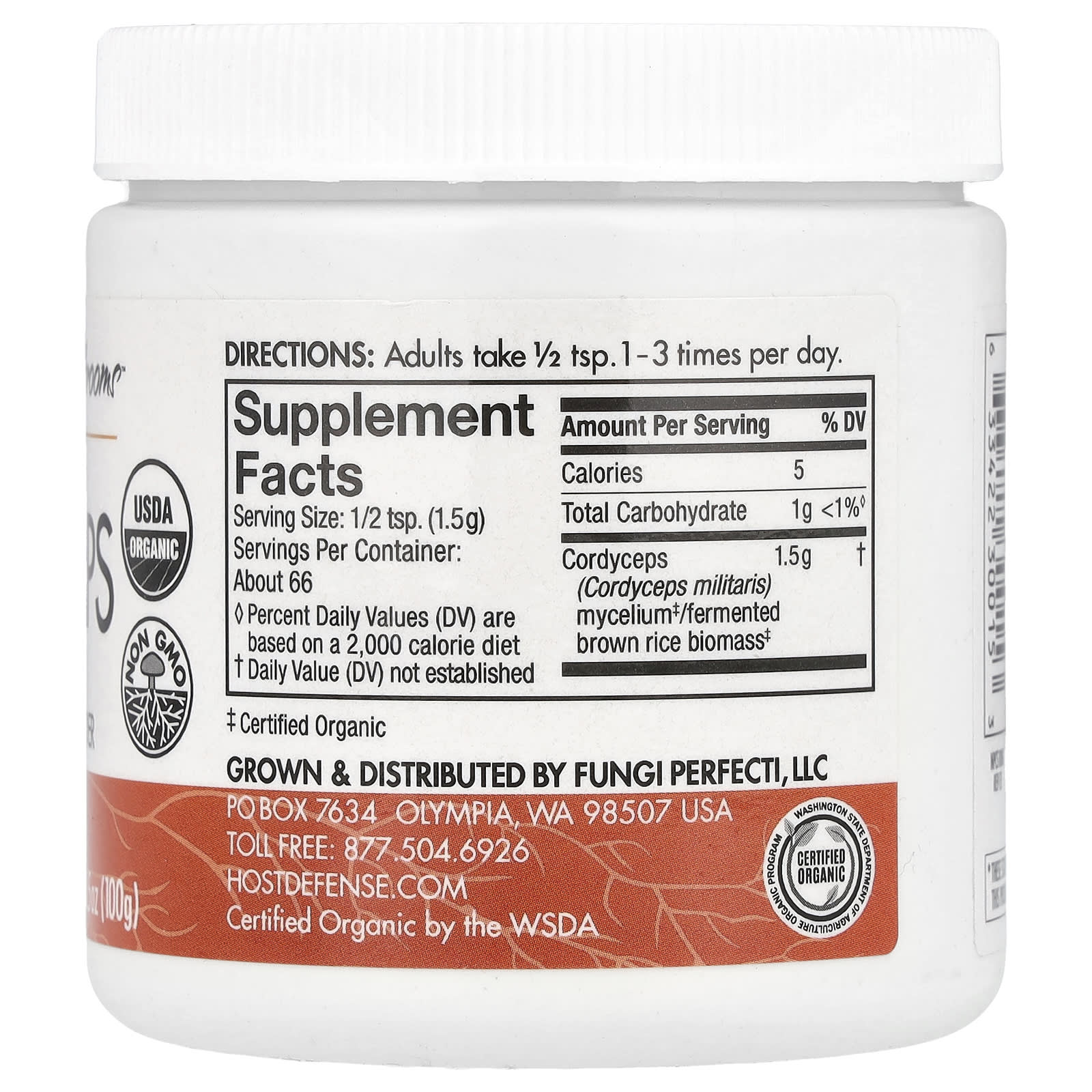 Host Defense, Mushrooms™, Cordyceps, Mushroom Mycelium Powder, 3.5 oz (100 g)