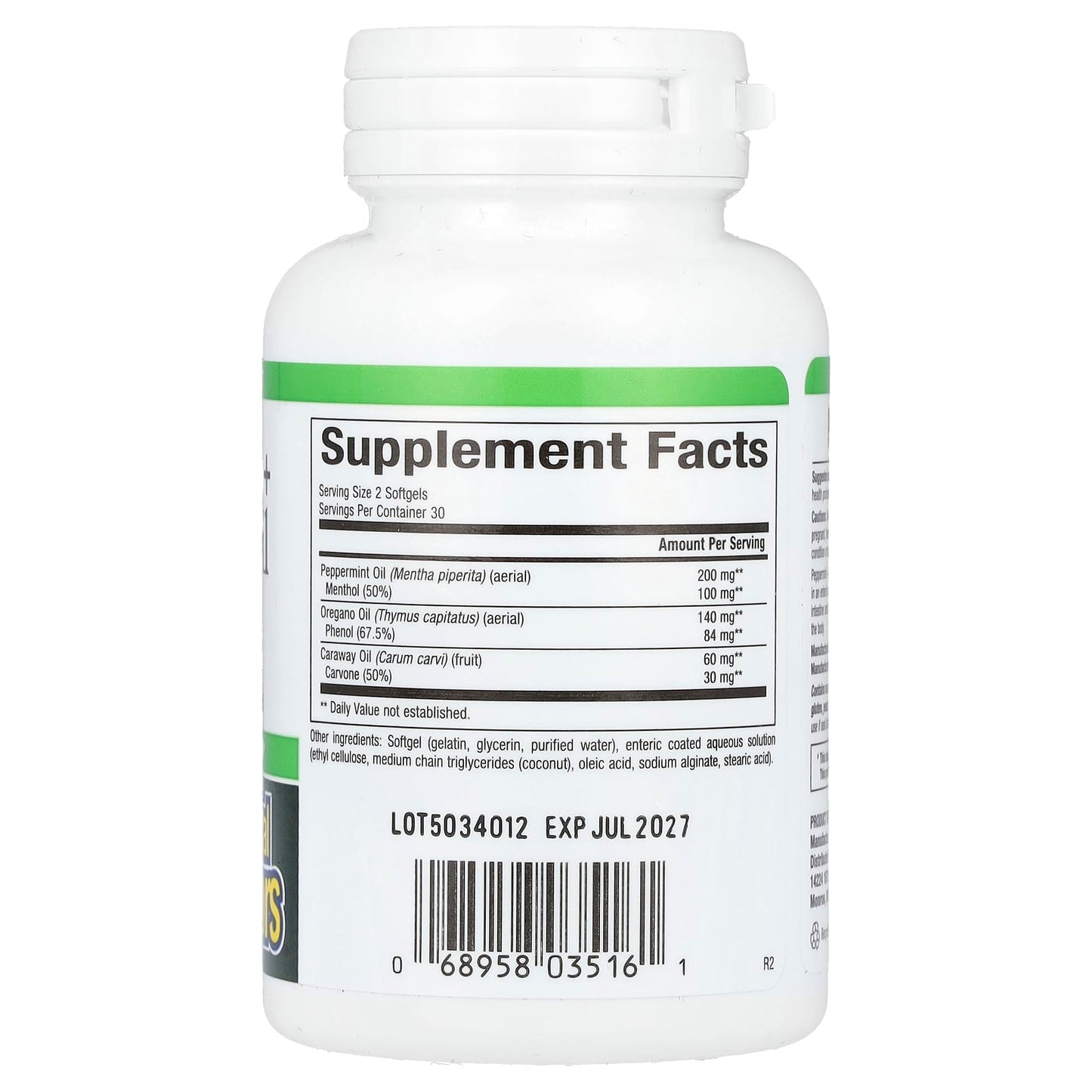 Natural Factors, Peppermint + Oregano Oil Complex, 60 Enteric Coated Softgels - Image 2