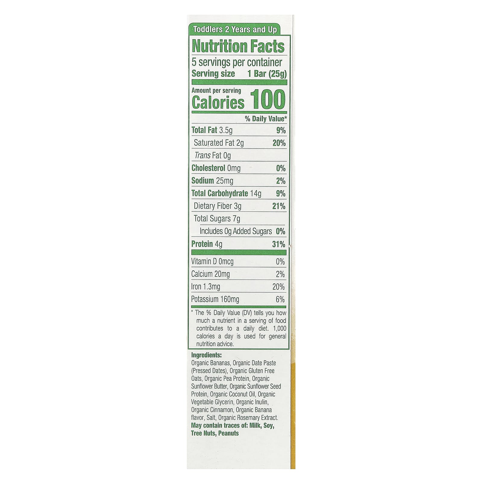 Sprout Organics, Oatie Bars, Organic Chewy Snack Bar, 2 Years and Up, Banana, 5 Bars, 0.88 oz (25 g) Each - Image 2