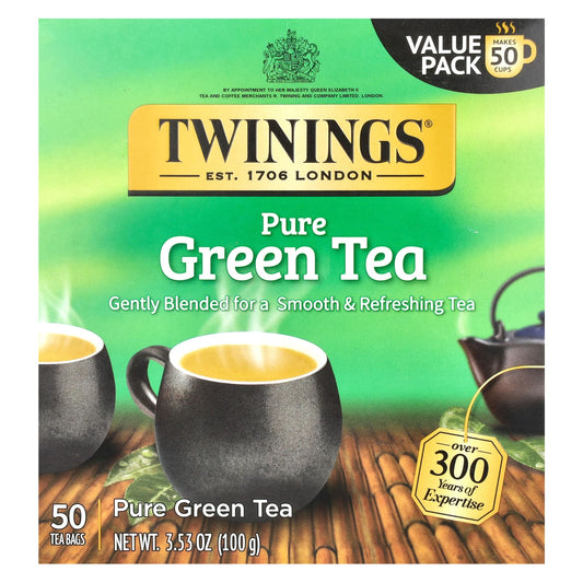 Twinings, Pure Green Tea, 50 Tea Bags, 3.53 oz (100 g) - Image 1