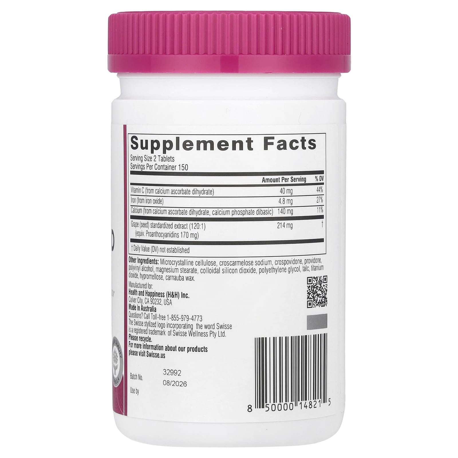 Swisse, Grape Seed, 300 Tablets - Image 2