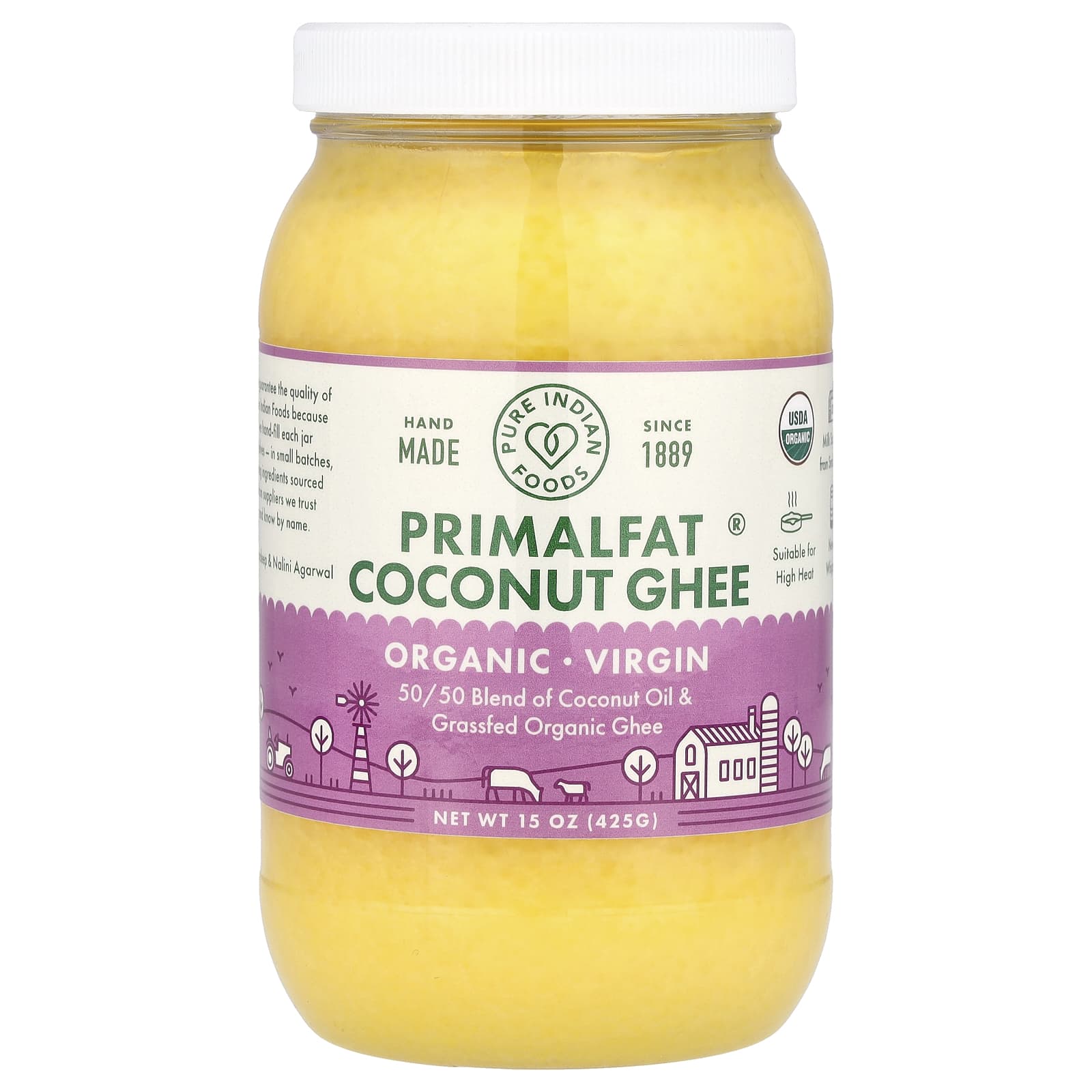 Pure Indian Foods, Organic Virgin PrimalFat Coconut Ghee, 15 oz (425 g) - Image 1