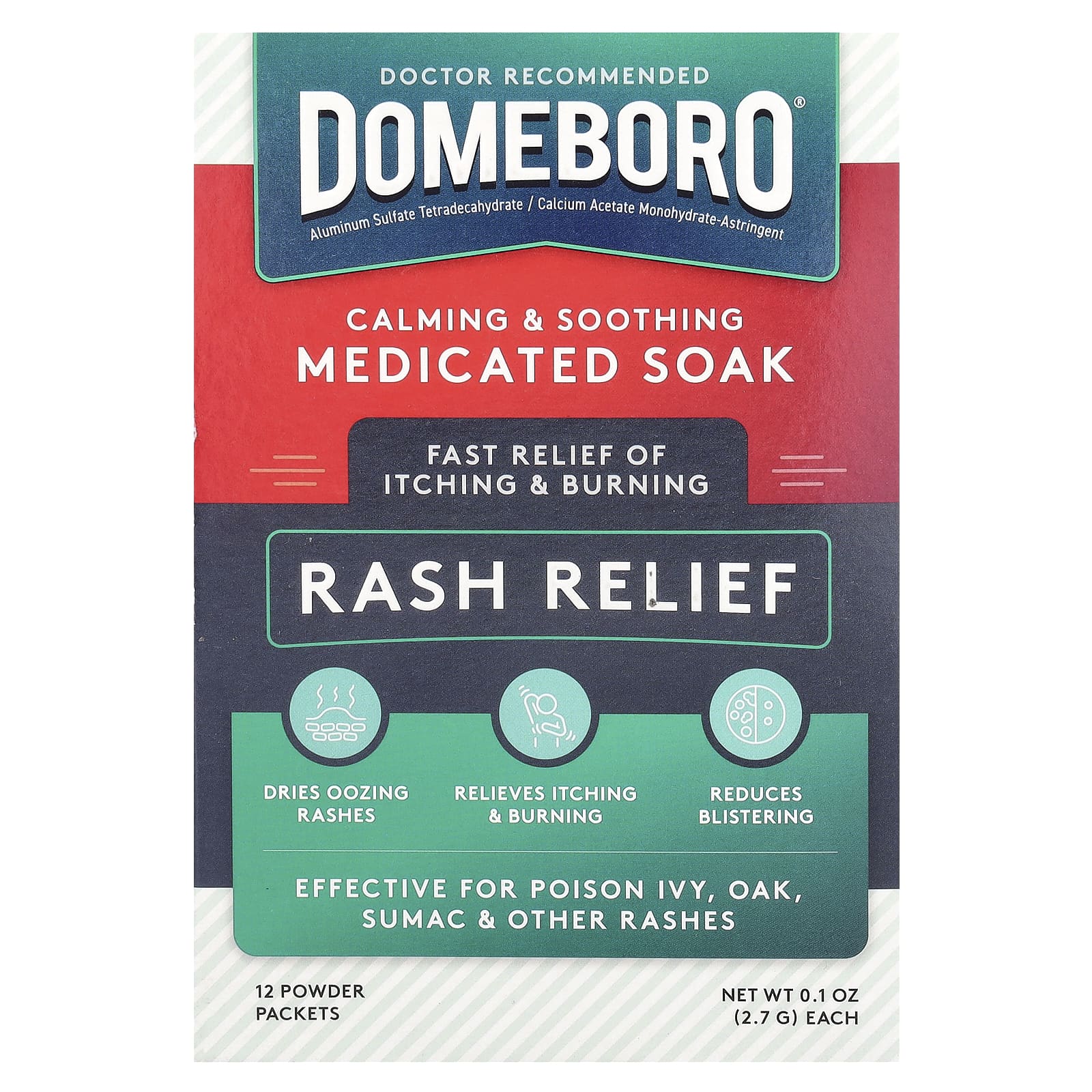 Domeboro Medicated Soak - Fast Relief for Poison Ivy, Oak & Sumac Rashes - Image 1