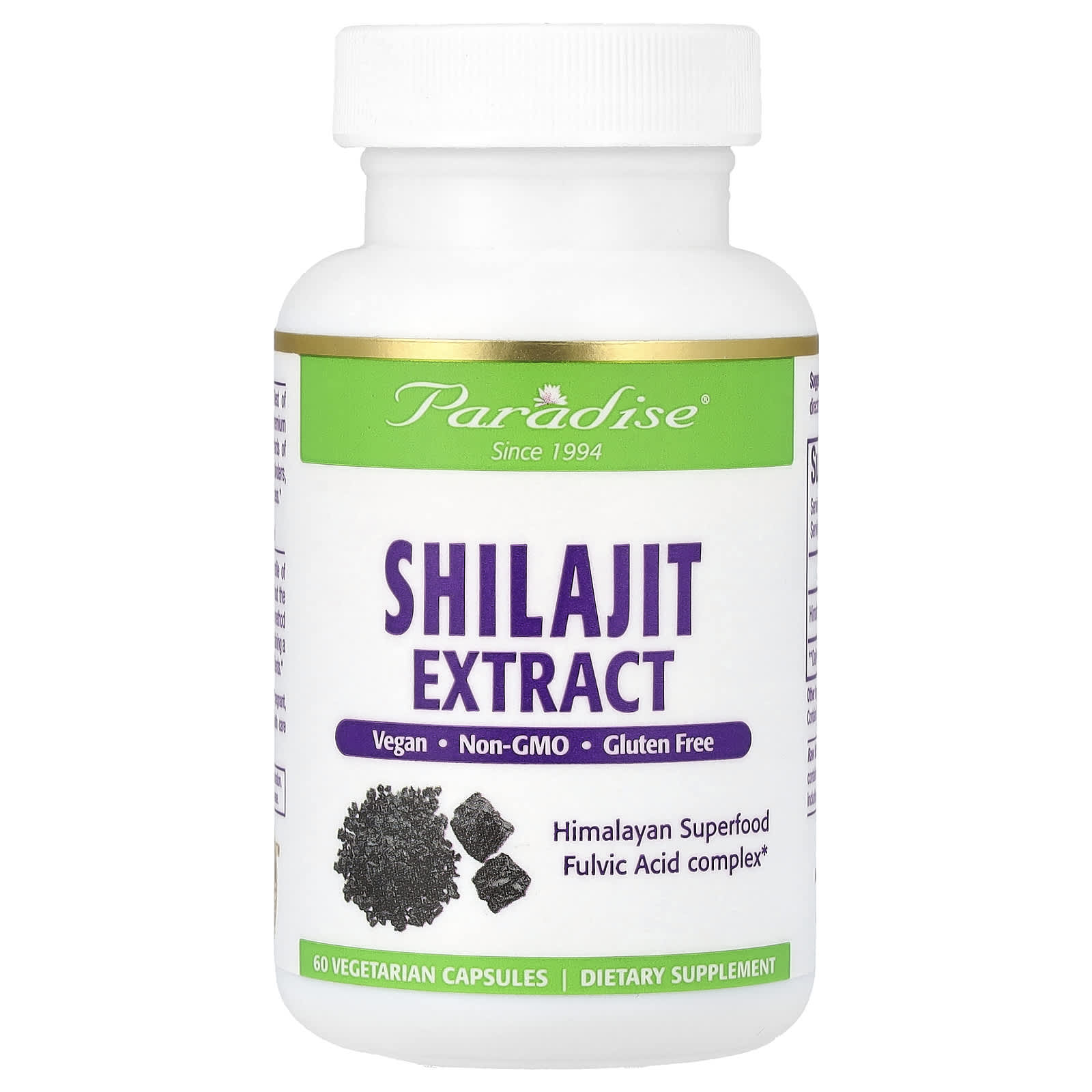 Paradise Herbs, Shilajit Extract, 250 mg, 60 Vegetarian Capsules - Image 1