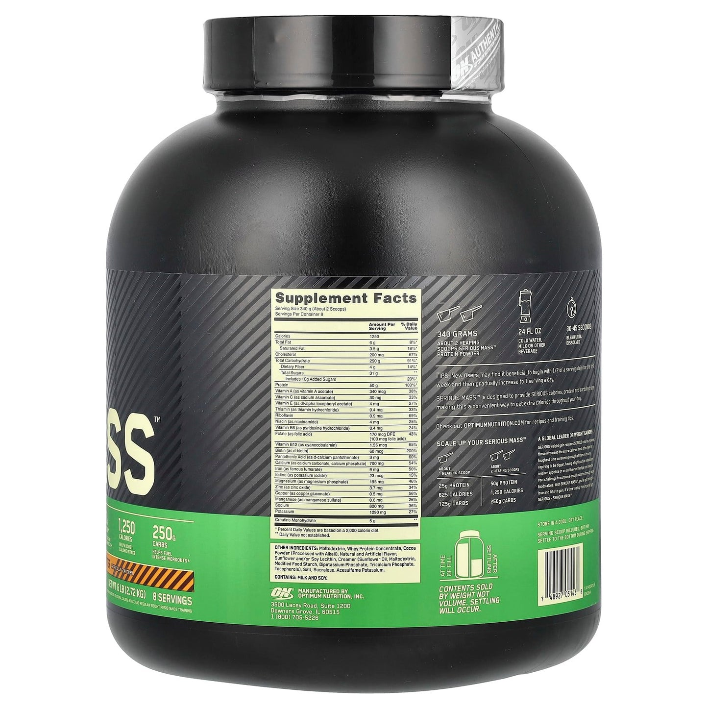 Optimum Nutrition, Serious Mass™, Chocolate Peanut Butter, 6 lb (2.72 kg) - Image 2