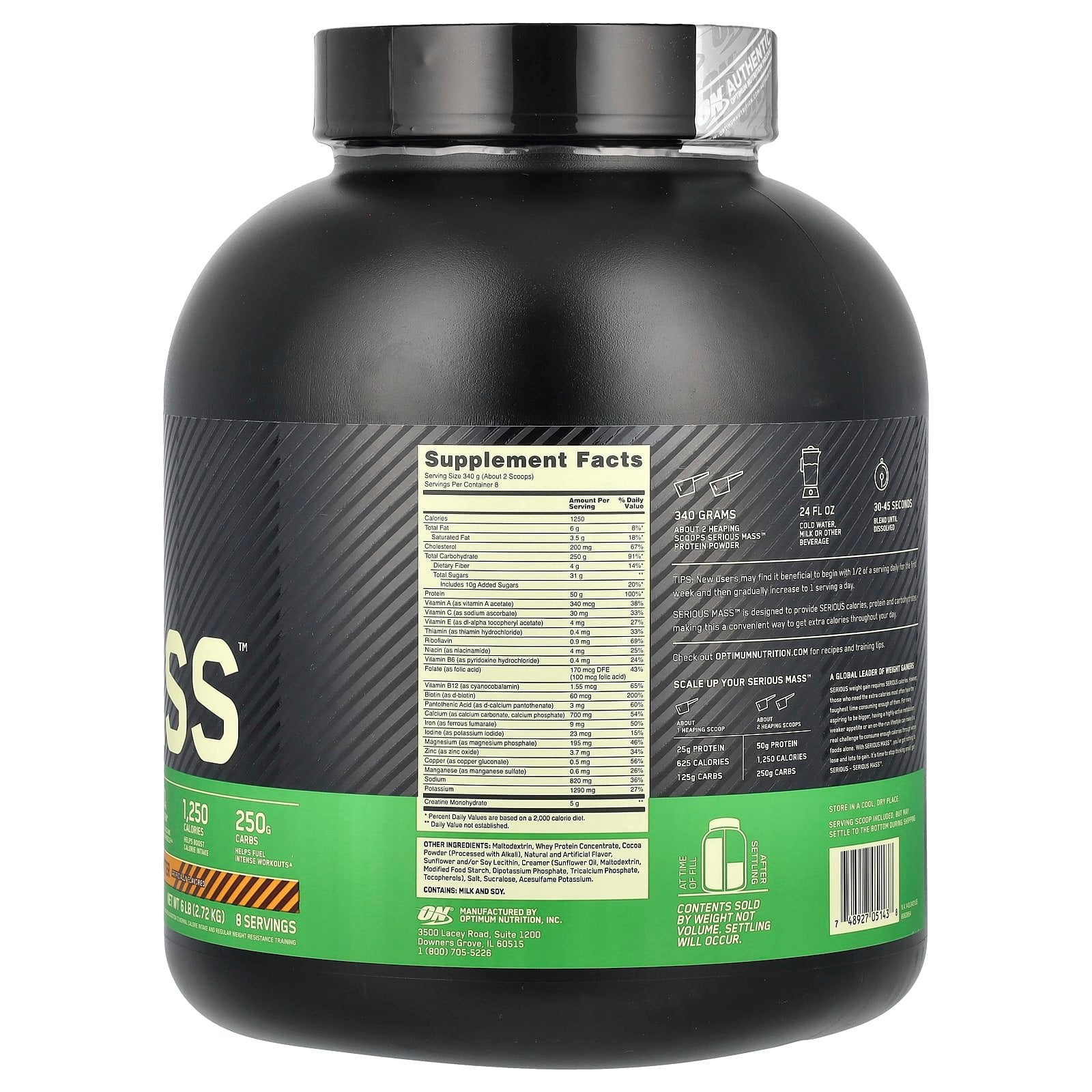 Optimum Nutrition, Serious Mass™, Chocolate Peanut Butter, 6 lb (2.72 kg) - Image 2