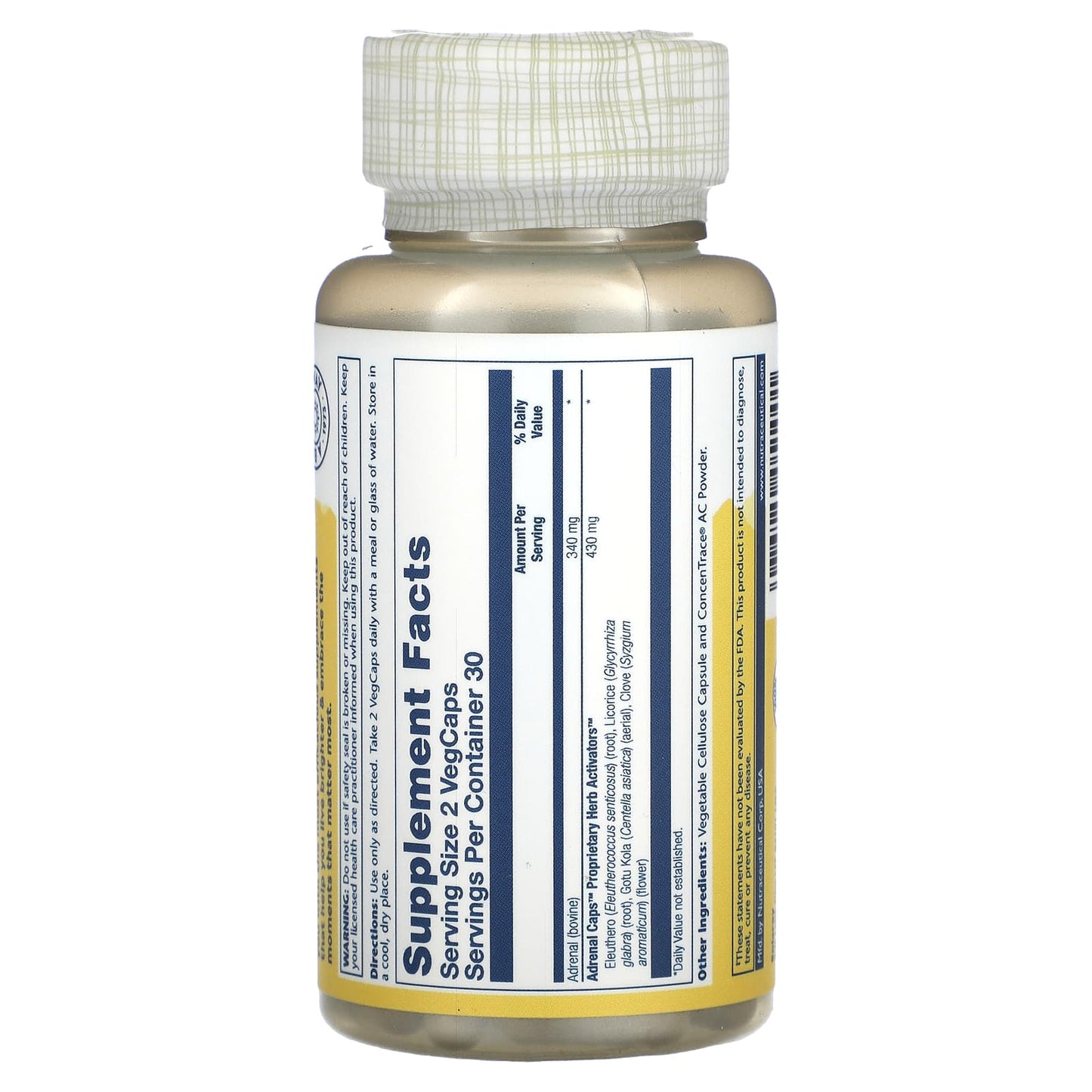 Solaray, Freeze-Dried Adrenal Caps with Herb Activators, 60 VegCaps - Image 2