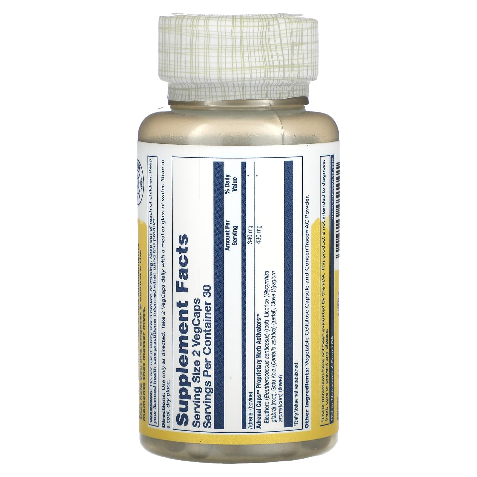 Solaray, Freeze-Dried Adrenal Caps with Herb Activators, 60 VegCaps - Image 2
