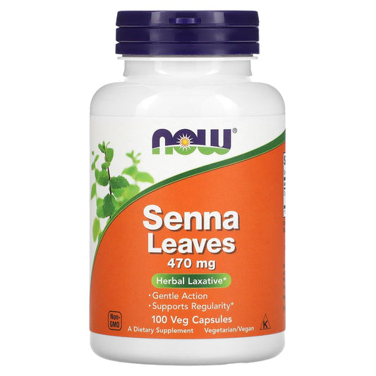 NOW Foods, Senna Leaves, 470 mg, 100 Veg Capsules - Image 1