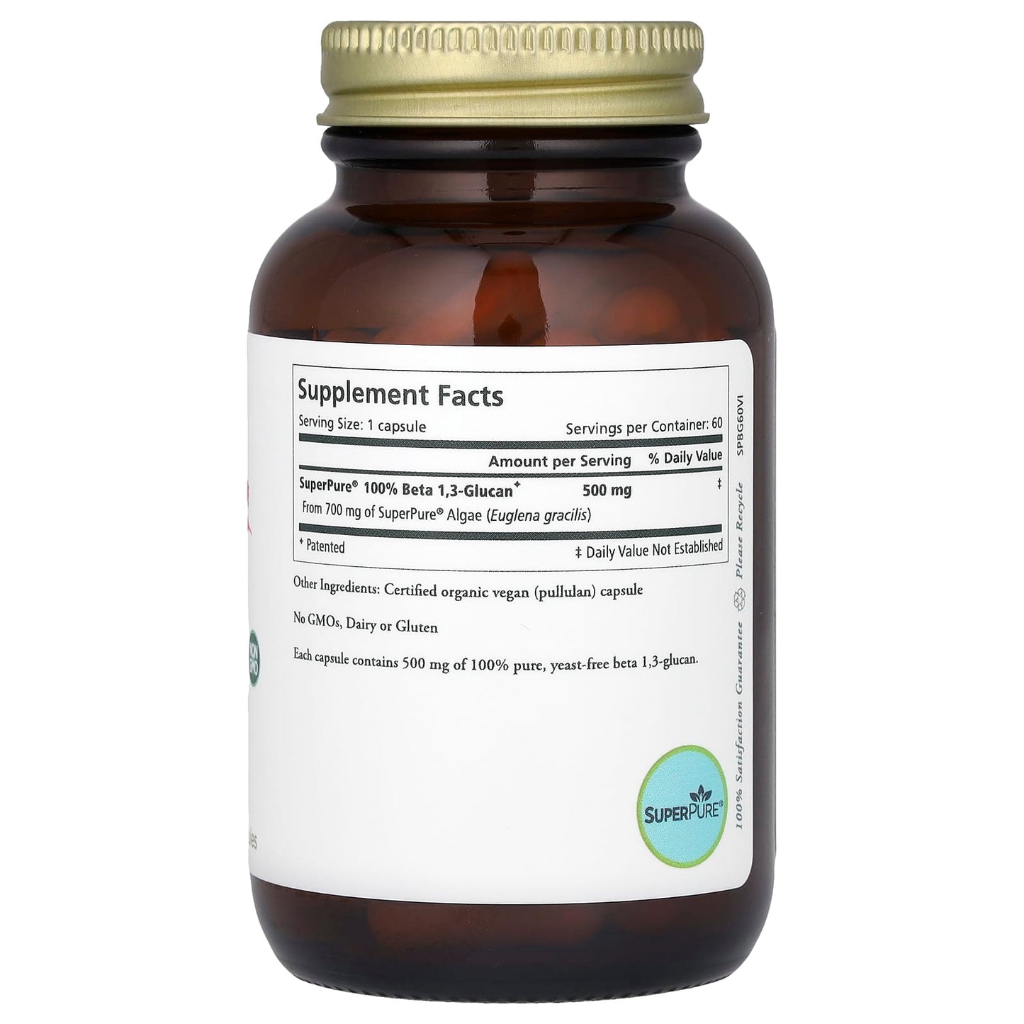 Pure Synergy, SuperPure Beta 1,3 Glucan, Algae Extract, 60 Capsules (500 mg per Capsule) - Image 2