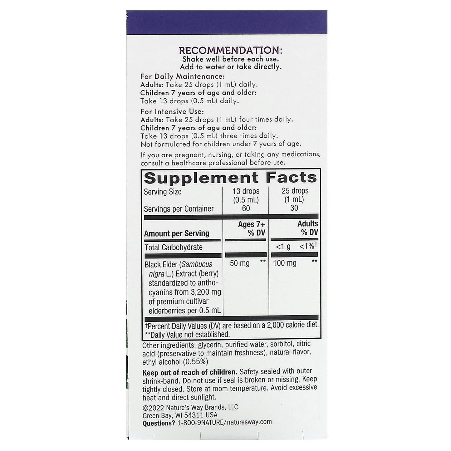 Nature's Way, Sambucus Elderberry, Drops, 50 mg, 1 fl oz (30 ml) - Image 2