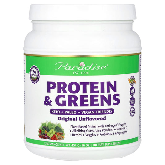 Paradise Herbs, Protein & Greens, Original Unflavored, 16 oz (454 g) - Image 1