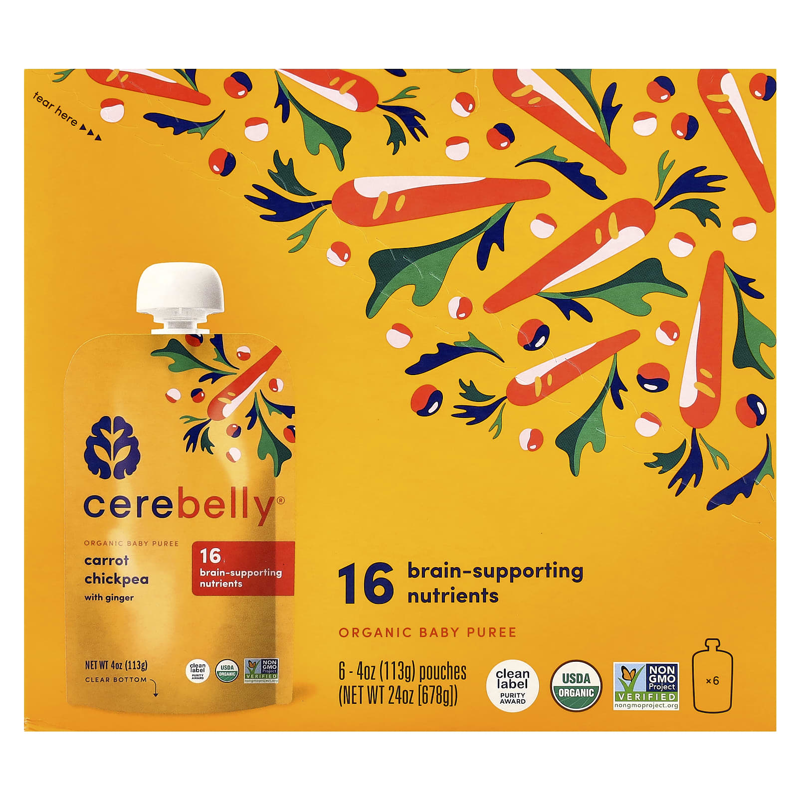 Boost Baby Brain Development with USDA Organic Carrot Chickpea Puree - Image 1