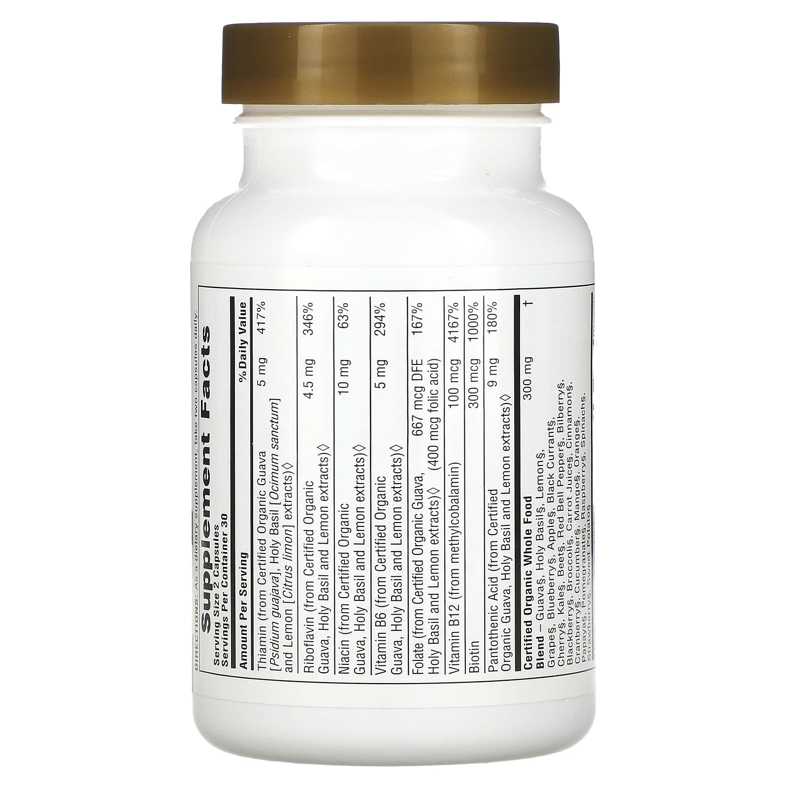 NaturesPlus, Source of Life Garden, Organic B-Complex, 60 Vegan Capsules - Image 2