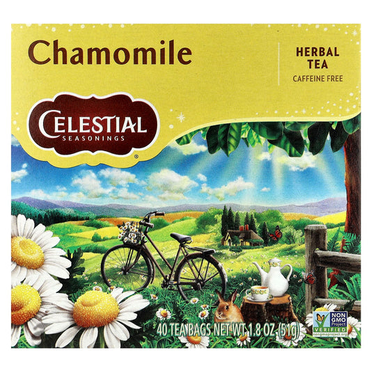 Soothe with Celestial Seasonings Chamomile Herbal Tea, Caffeine Free, 40 Tea Bags - Image 1