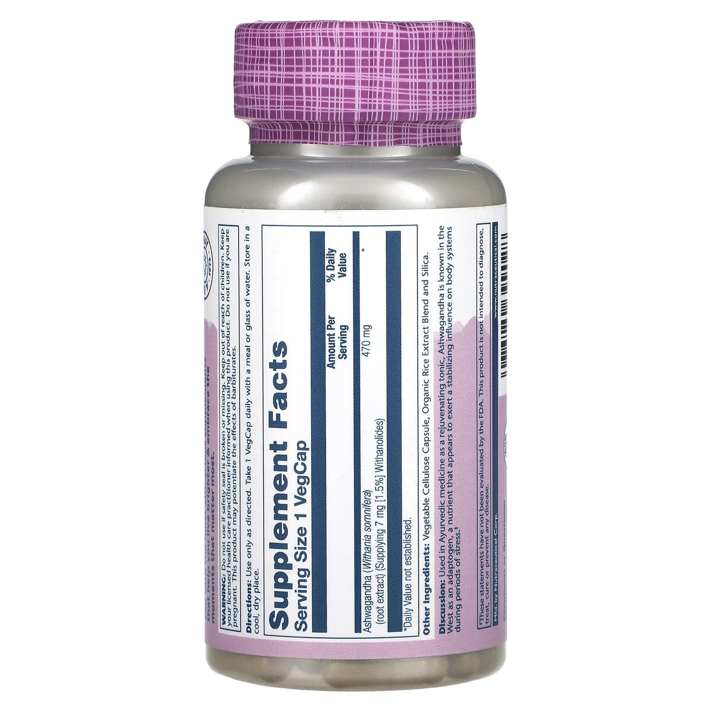 Solaray, Ashwagandha, 470 mg, 60 VegCaps - Image 2