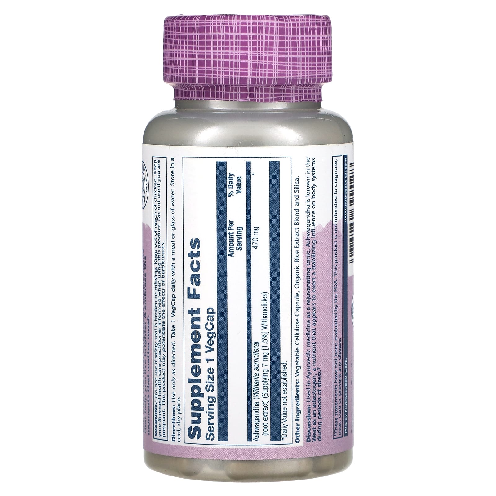 Solaray, Ashwagandha, 470 mg, 60 VegCaps - Image 2