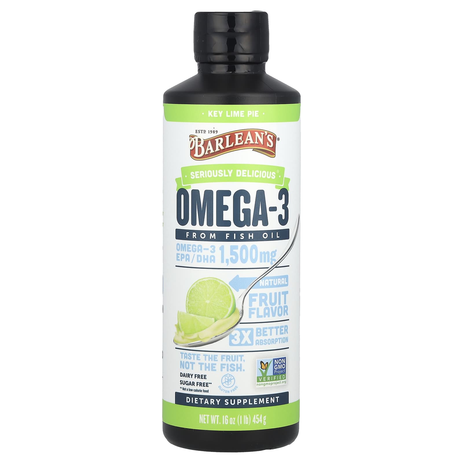Barlean's Omega-3 from Fish Oil - Key Lime Pie, 16 oz, Gluten Free, Non-GMO - Image 1