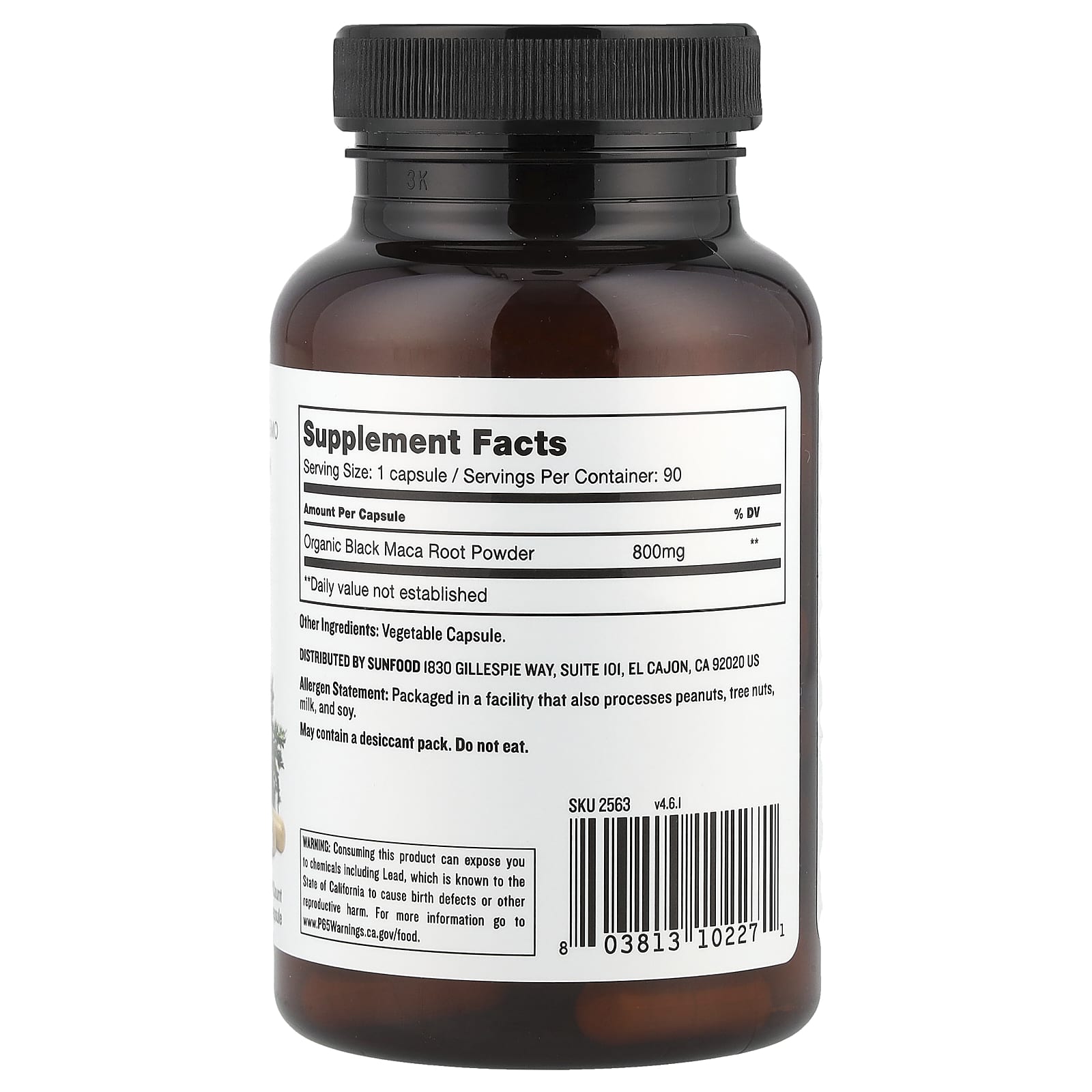 Sunfood, Black Maca, 800 mg, 90 Capsules - Image 2