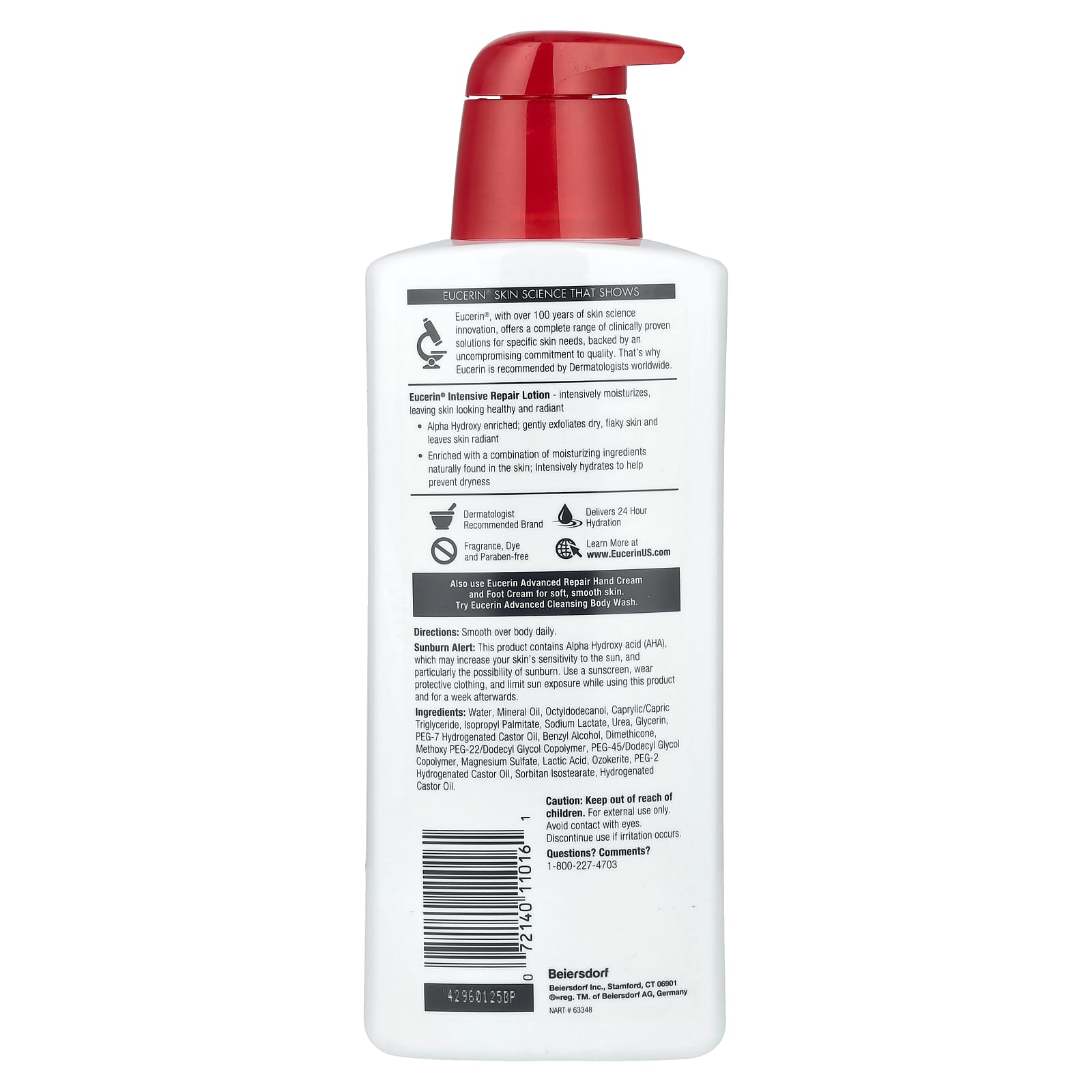 Eucerin Intensive Repair Lotion, Fragrance Free, 24-Hour Hydration, 500ml - Image 2